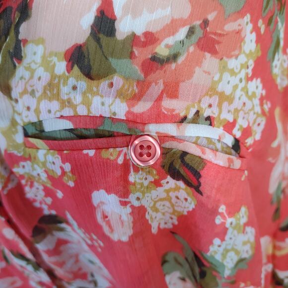 KUT FROM THE KLOTH Coral Floral Blouse Top Plus Size 2X Summertime Loose Comfy - Picture 12 of 13